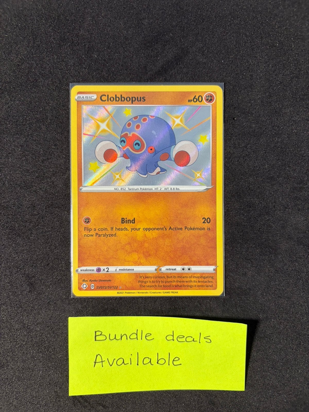 Pokemon kaart Clobbopus sv72 baby shiny - Shining fates, Hobby en Vrije tijd, Verzamelkaartspellen | Pokémon, Ophalen of Verzenden