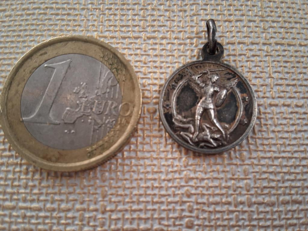 Franse Verzilverde Medaille Hanger Aartsengel Michaël, Ophalen of Verzenden