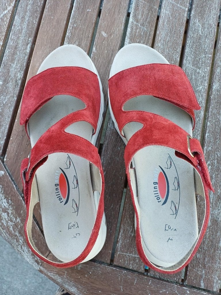 Rode Gabor Rollingsoft sandalen voor dames, Gabor, Gedragen, Rood, Sandalen of Muiltjes
