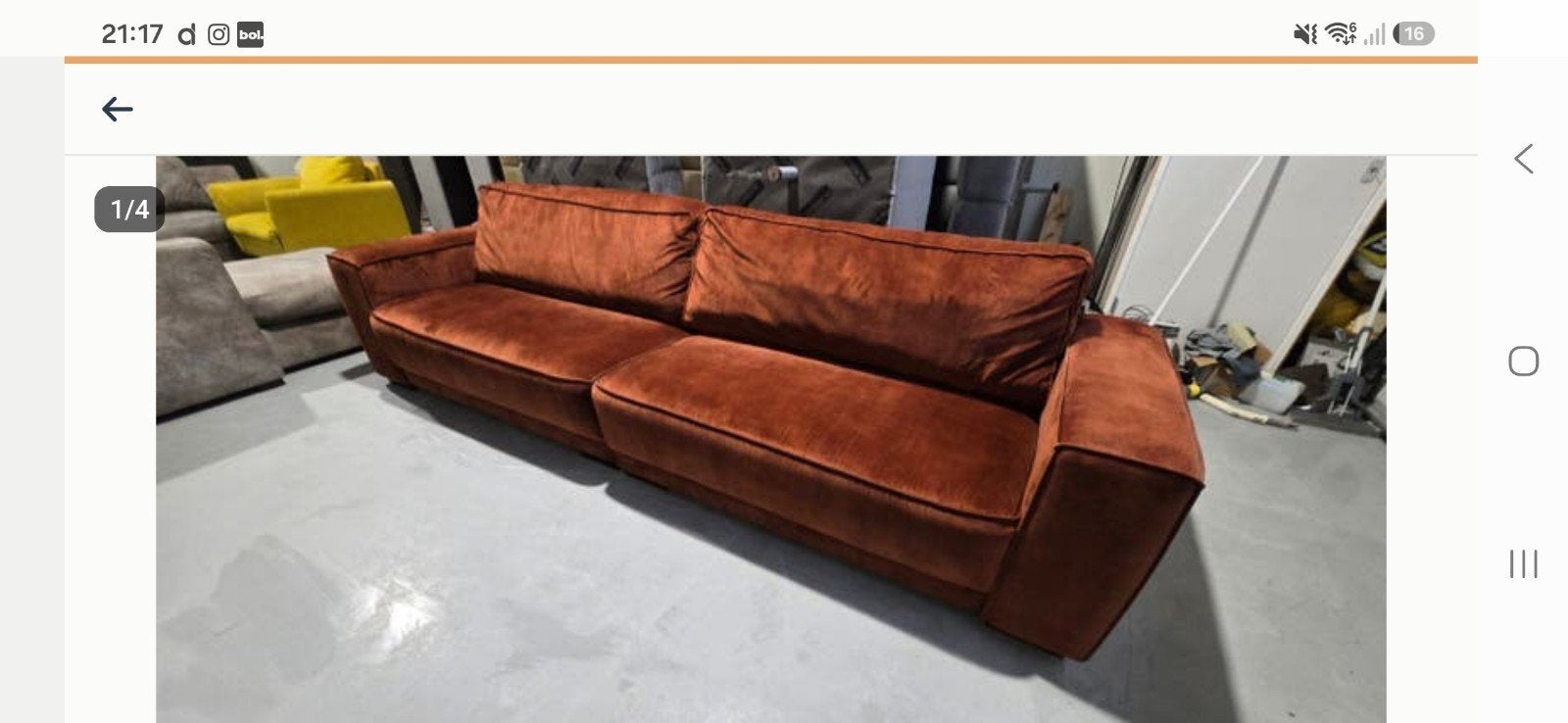 4-persoons Velvet Bank Terracotta/Cognac - Ouds Meubelen, Ophalen, Modern, Velvet, 300 cm of meer, 75 tot 100 cm