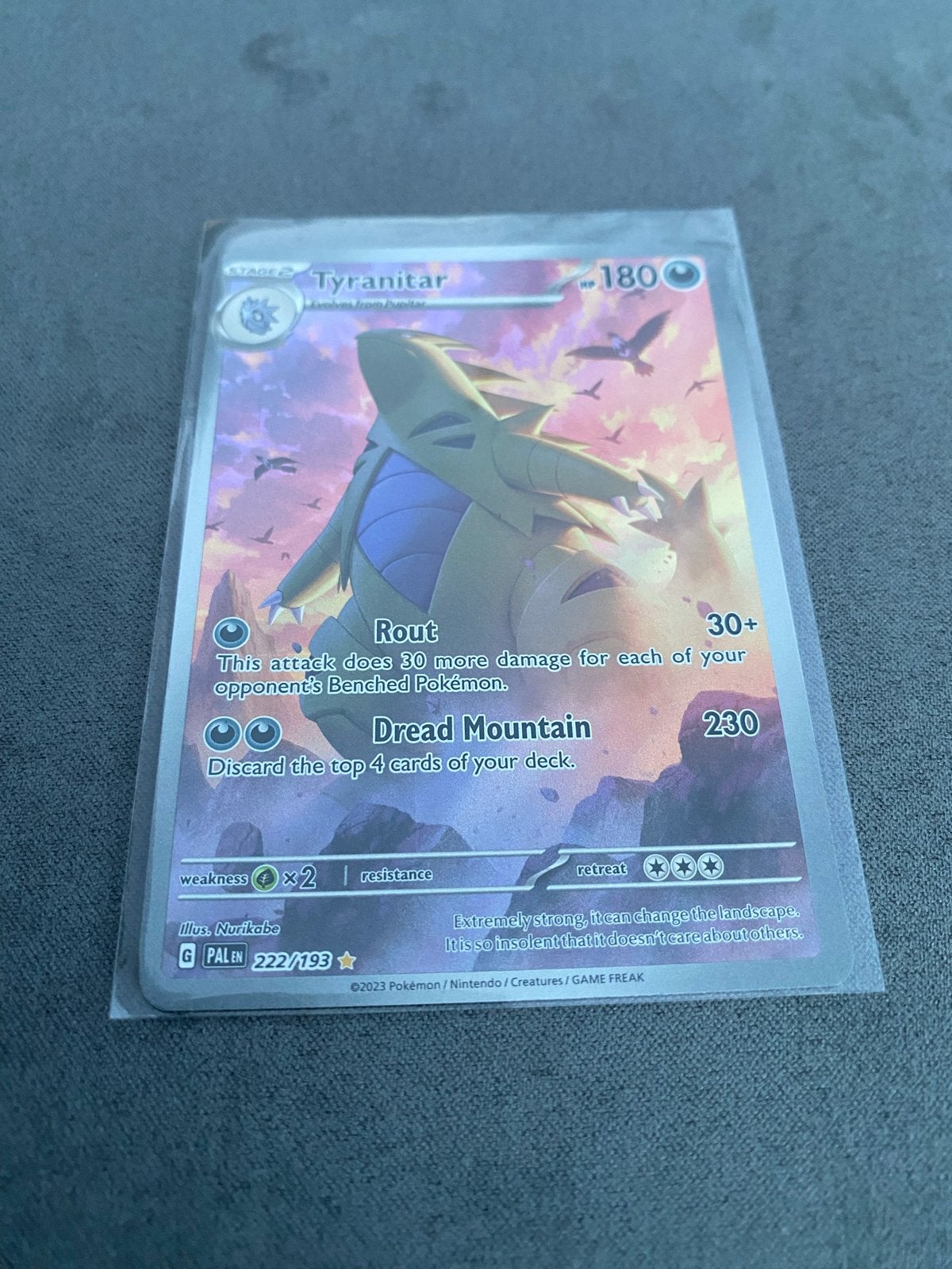 Tyranitar Paldea Evolved 222, Ophalen of Verzenden, Zo goed als nieuw, Losse kaart