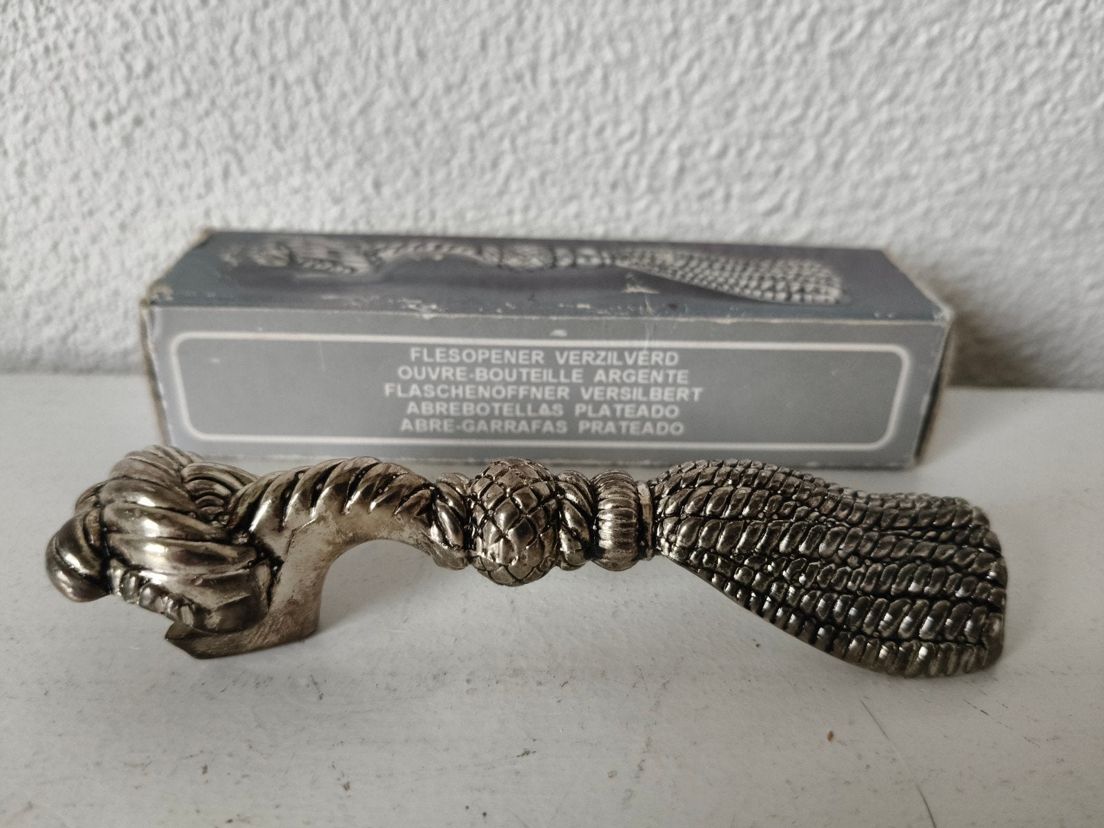 Verzilverde Flesopener - Vintage Design, Antiek en Kunst, Ophalen of Verzenden