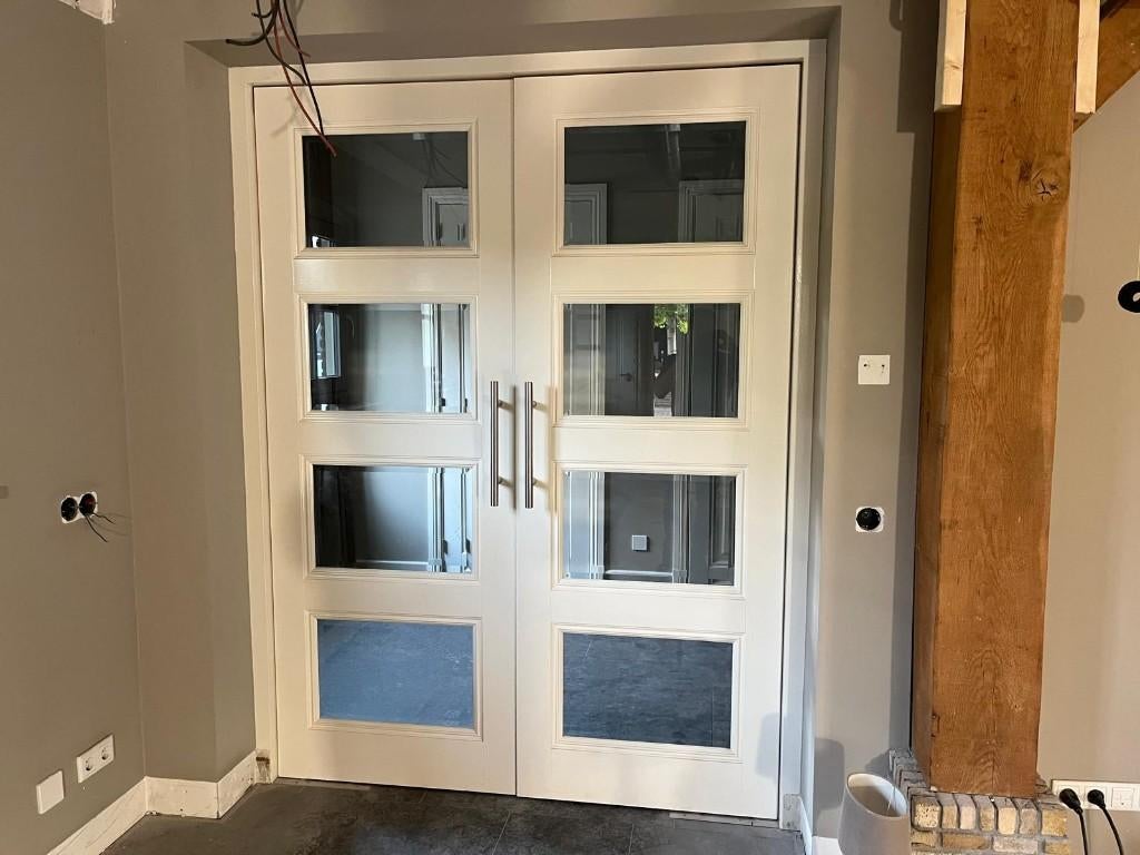 Set ensuite deuren met facetglas, Ophalen, Binnendeur, Zo goed als nieuw, Glas