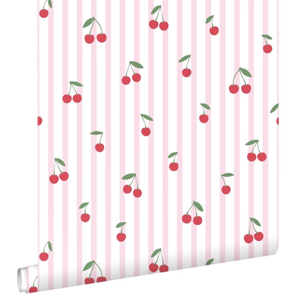 Esta behang strikjes/aardbeitjes/kersen, Ophalen of Verzenden, Nieuw