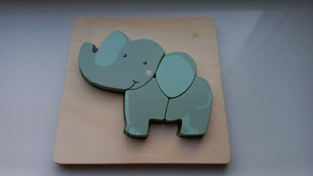 Puzzel 4 stukjes kind 1+ olifant, Ophalen, Zo goed als nieuw, Van hout, Minder dan 10 stukjes