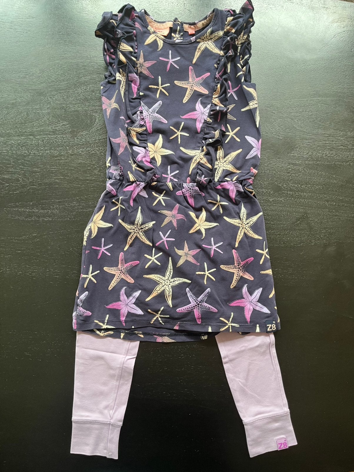 Maat 116/122 Z8 setje Jurk blauw met sterren en legging, Ophalen of Verzenden, Gebruikt, Meisje, Setje