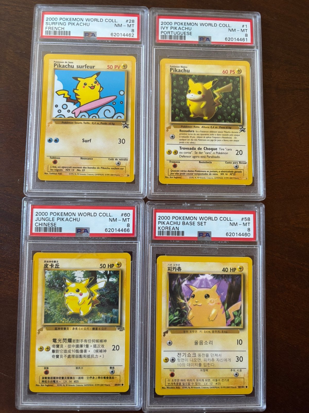 Pikachu world collection 2000 4x in PSA 8, Ophalen of Verzenden, Zo goed als nieuw