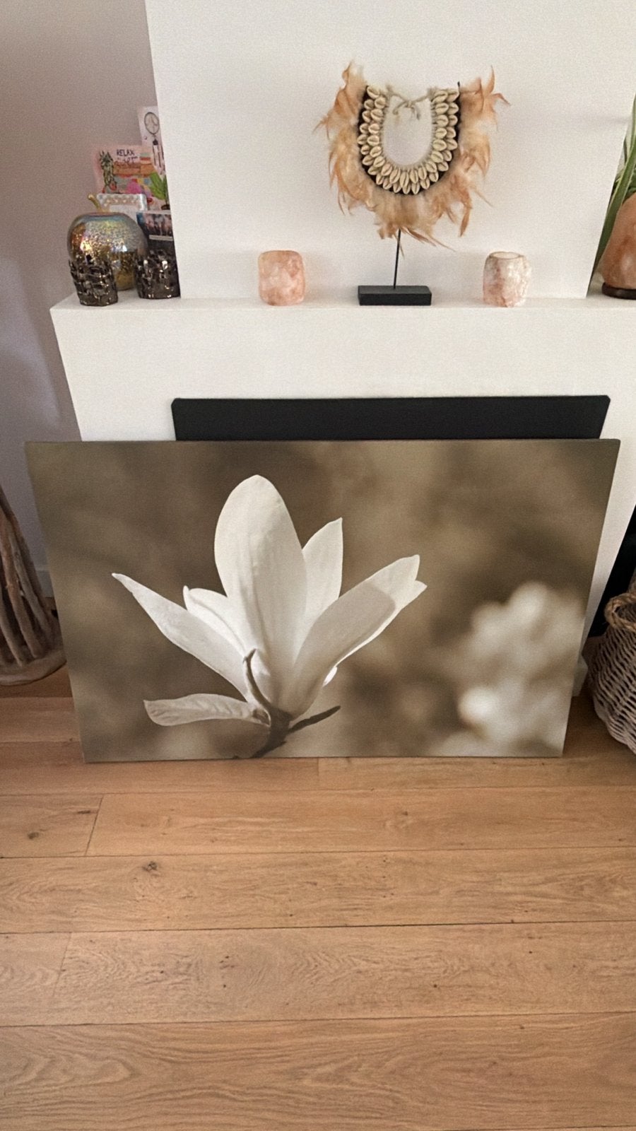 IKEA Schilderij met Witte Magnolia Bloem, Ophalen, 50 – 75, Zo goed als nieuw, Schilderij
