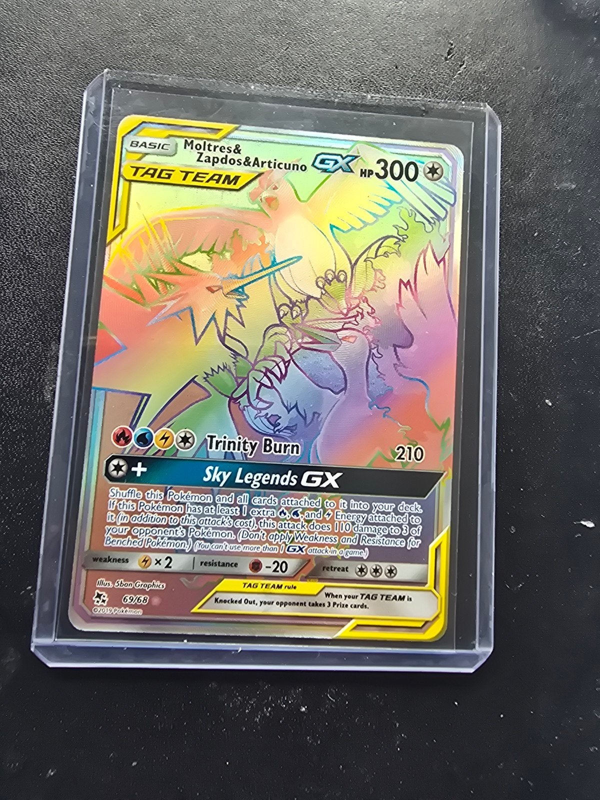 Moltres & Zapdos & Articuno GX Rainbow, Ophalen of Verzenden, Zo goed als nieuw, Losse kaart, Foil