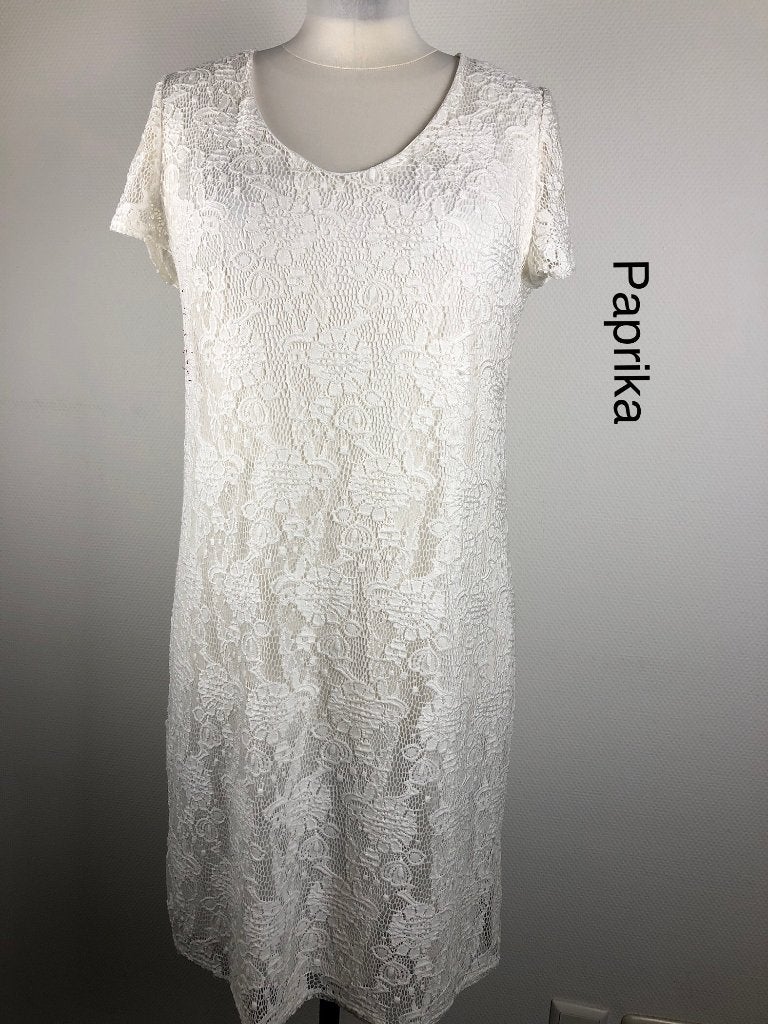 Paprika Jurk  (mt: 42) 16,4/8523, Kleding | Dames, Jurken, Wit, Ophalen of Verzenden, Zo goed als nieuw, Onder de knie
