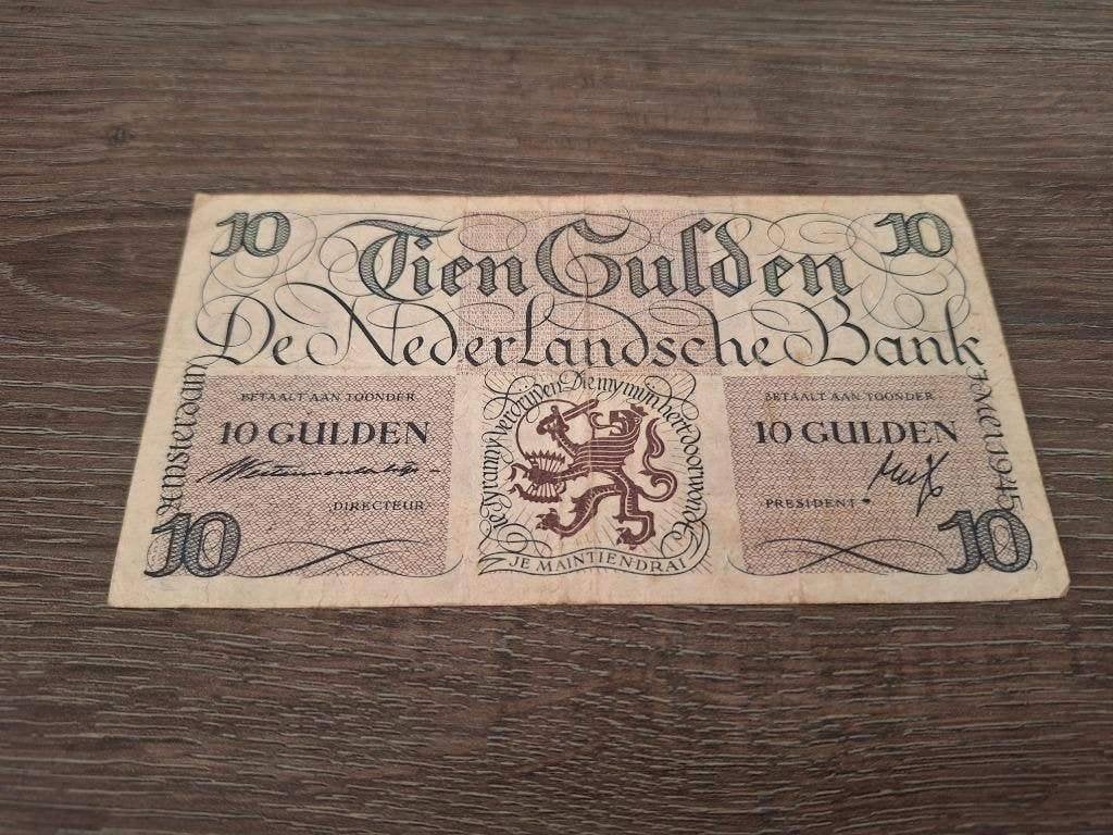 Biljet 10 gulden geldzuivering Lieftinck, 1945, Ophalen of Verzenden, 10 gulden