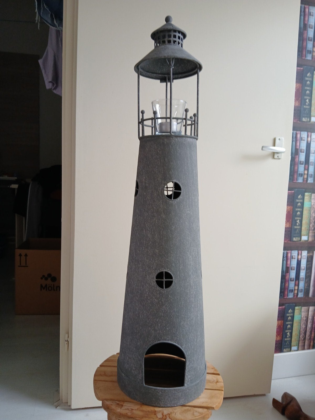 Vuurtoren lantaarn, Lantaarn, Zo goed als nieuw, Metaal, Grijs