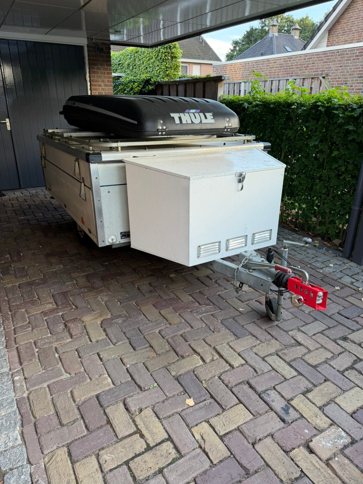 Bagagewagen met dakkoffer te koop, Ophalen, Gebruikt