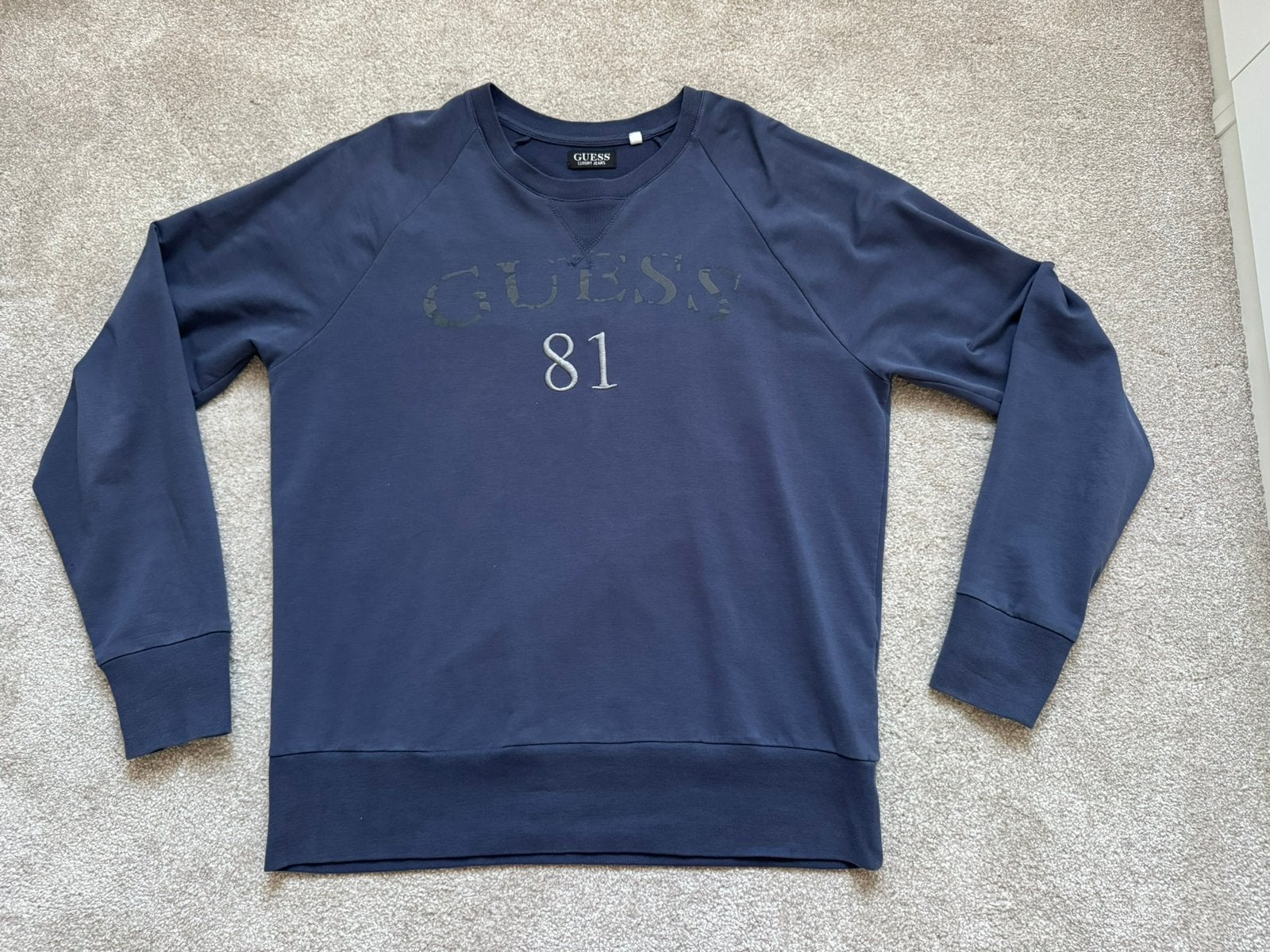 Blauwe sweater van Guess maat L, Ophalen of Verzenden, Zo goed als nieuw, Maat 52/54 (L), Blauw