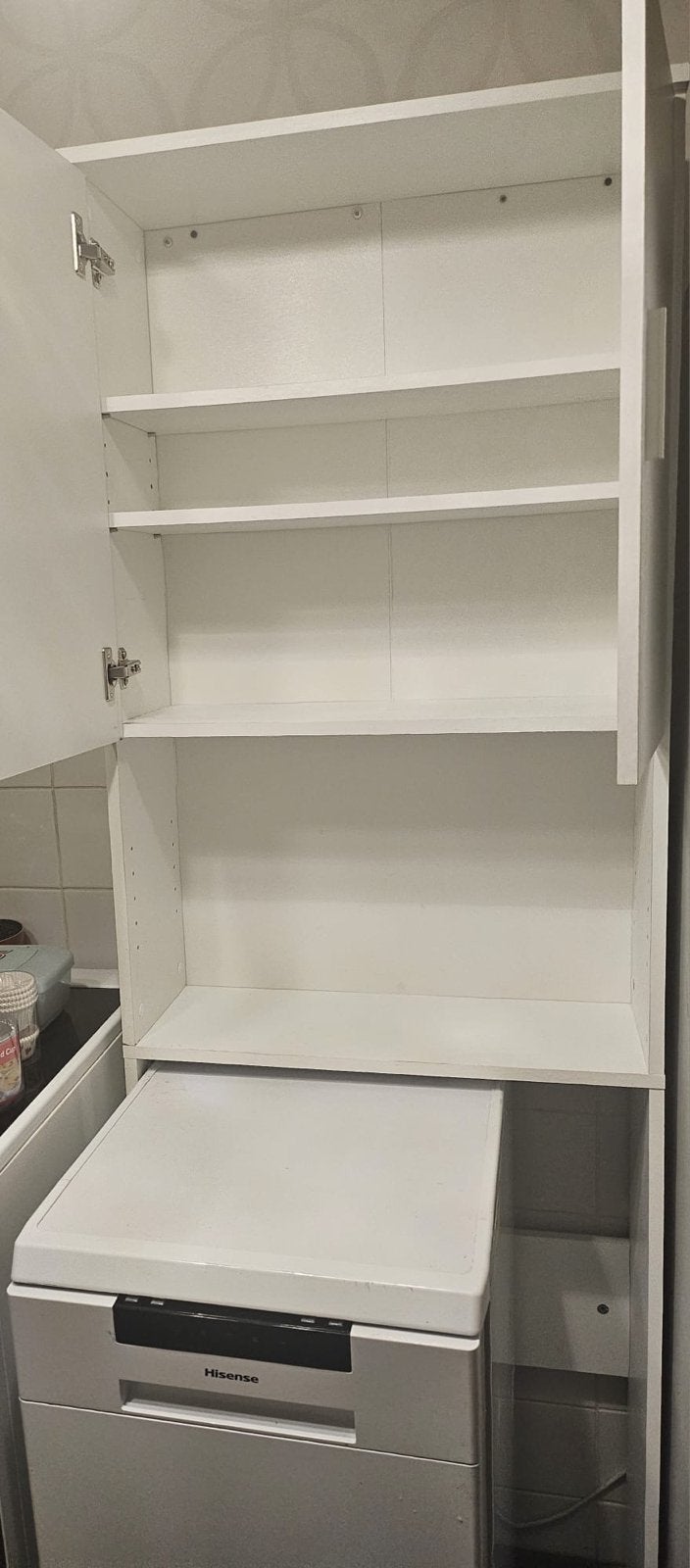 Witte kast met planken vaatwasser/magnetron kast 64,5x190x25, Ophalen, 50 tot 100 cm, Zo goed als nieuw, 150 tot 200 cm
