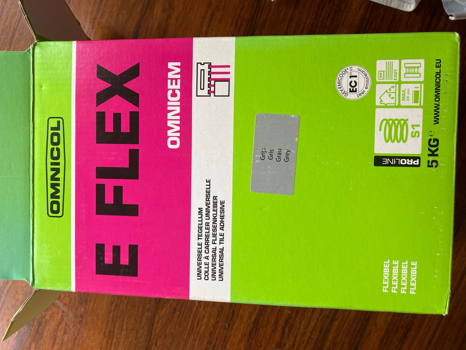 Omnicol E-Flex Universele Tegellijm Grijs 1 kg, Ophalen of Verzenden, Nieuw