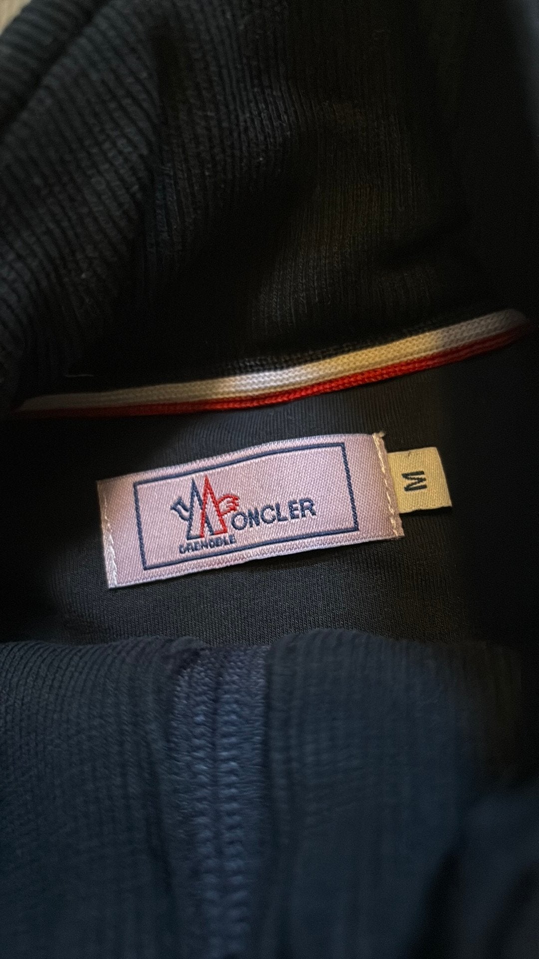 Moncler trainingspak maat M donkerblauw, Kleding | Heren, Ophalen of Verzenden, Zo goed als nieuw, Blauw