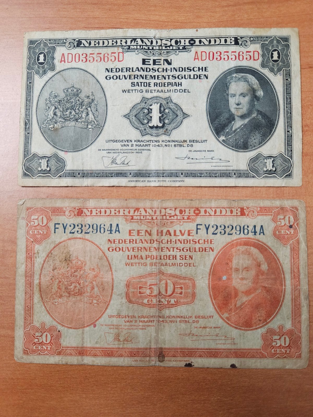 1 gulden en 50 cent Nederland 1943 jaar set, Ophalen of Verzenden, 100 gulden, Setje