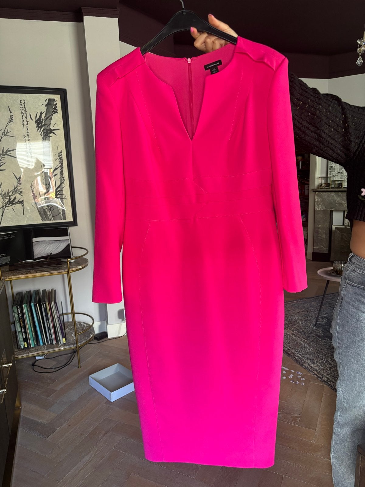 Karen Millen fuchsia roze jurk maat 42, Kleding | Dames, Jurken, Maat 42/44 (L), Ophalen of Verzenden, Zo goed als nieuw, Roze