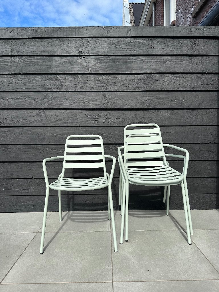 Kwantum metalen stoel mint, Huis en Inrichting, Stoelen, Ophalen, Overige kleuren, Drie, Zo goed als nieuw