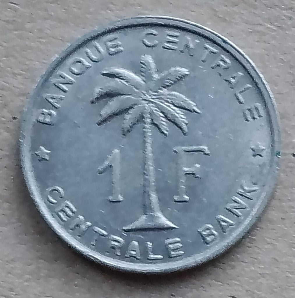 Belgisch Congo, Rwanda-Urundi 1 franc 1960, Ophalen of Verzenden, Overige landen, Losse munt