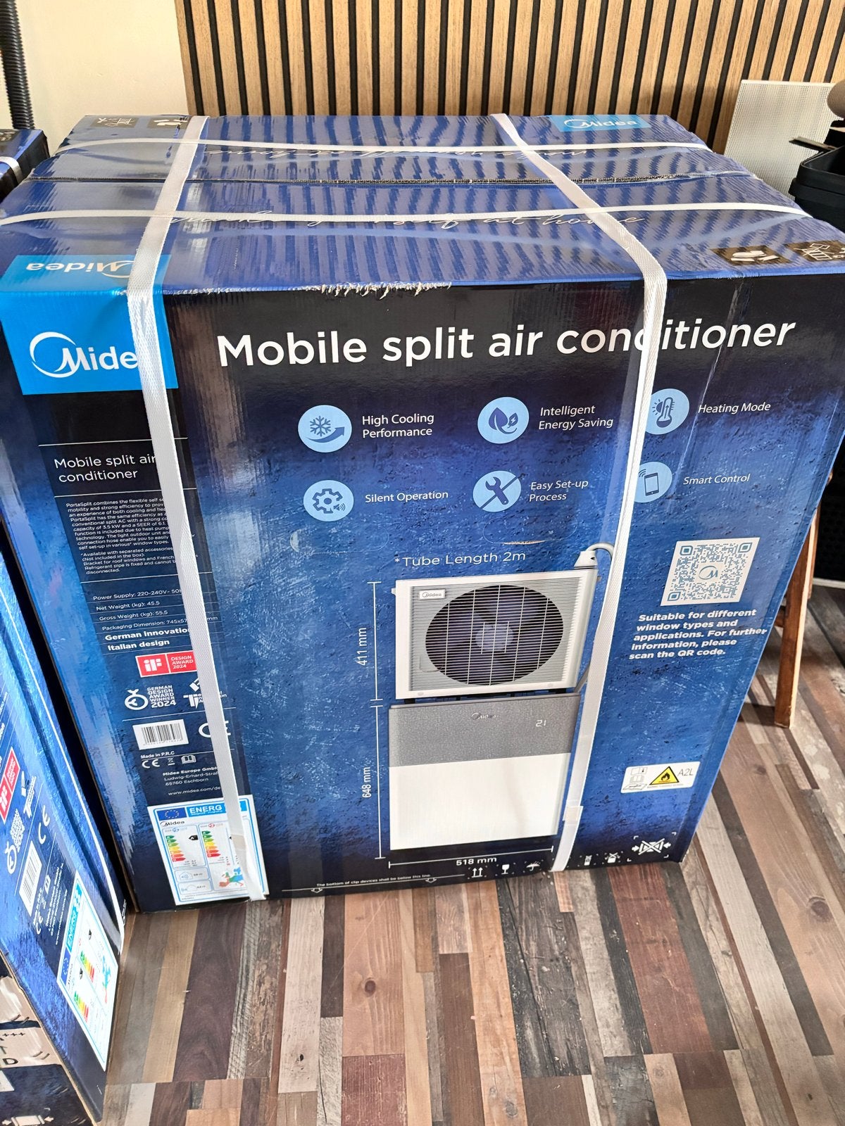 Midea Mobiele Split Airconditioner - 12.000 btu, Witgoed en Apparatuur, Airco's, Ophalen, Minder dan 60 m³, Nieuw, 3 snelheden of meer
