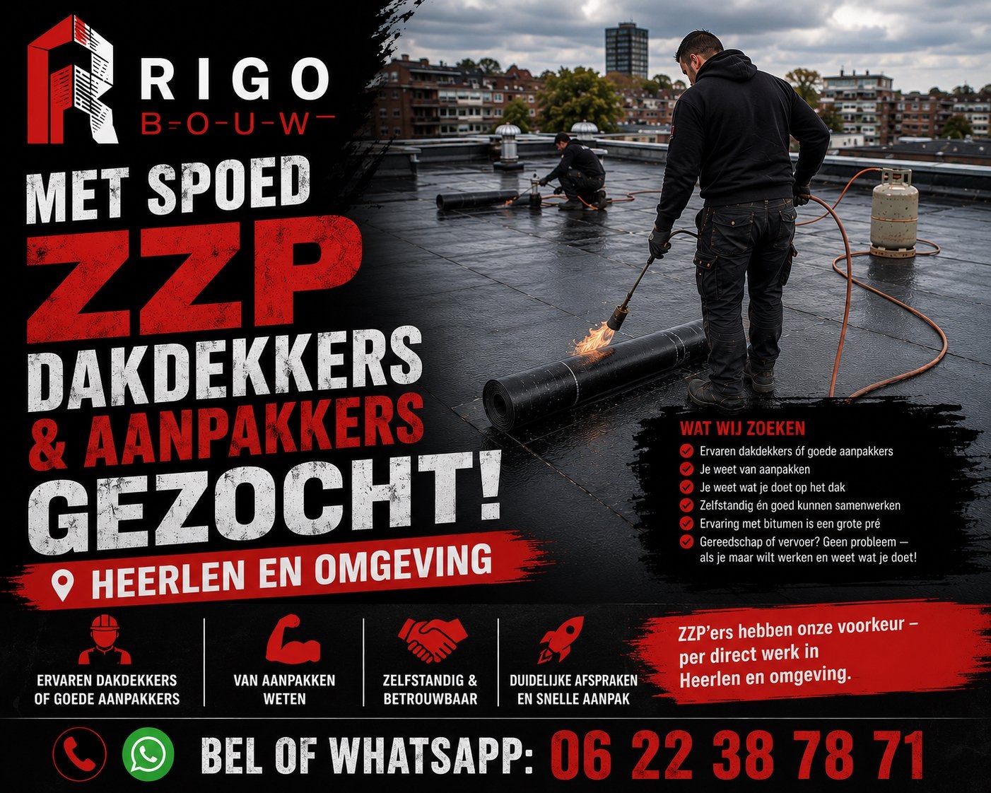 Dakdekkers Zzp gezocht / Aanpakkers gezocht, Diensten en Vakmensen, Dakdekkers en Rietdekkers, 24-uursservice, Bitumineus