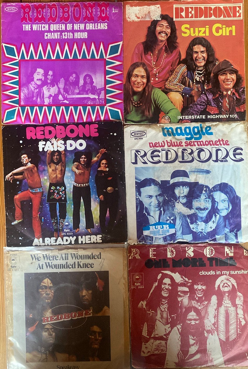6 Singles van Redbone, Gebruikt, Fotohoes, 7 inch, Ophalen of Verzenden