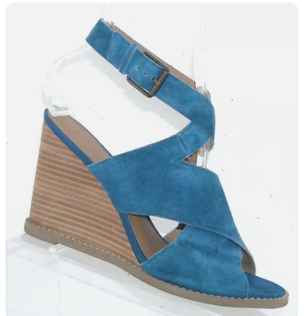 Caslon blauwe suède sleehak sandalen, maat 36, Kleding | Dames, Ophalen, Zo goed als nieuw, Blauw, Sandalen of Muiltjes