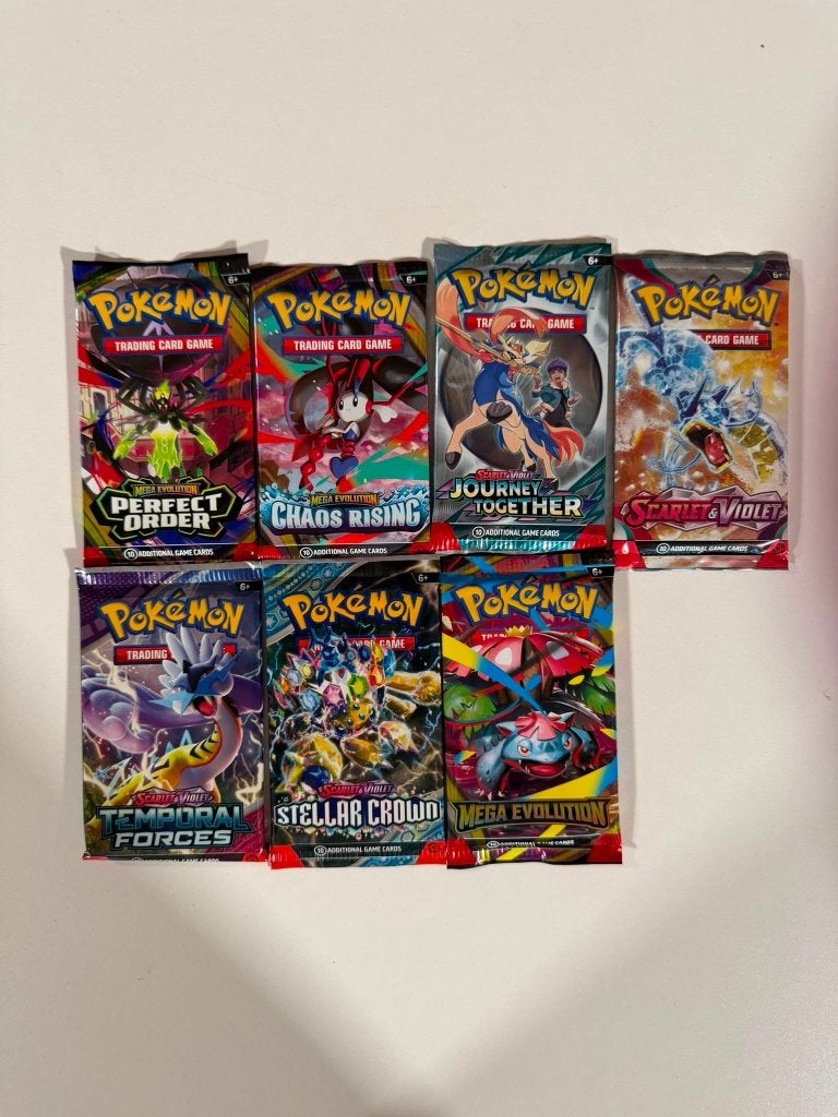 Pokémon - 7 Booster packs - random assortiment, Ophalen of Verzenden, Nieuw, Booster, Foil