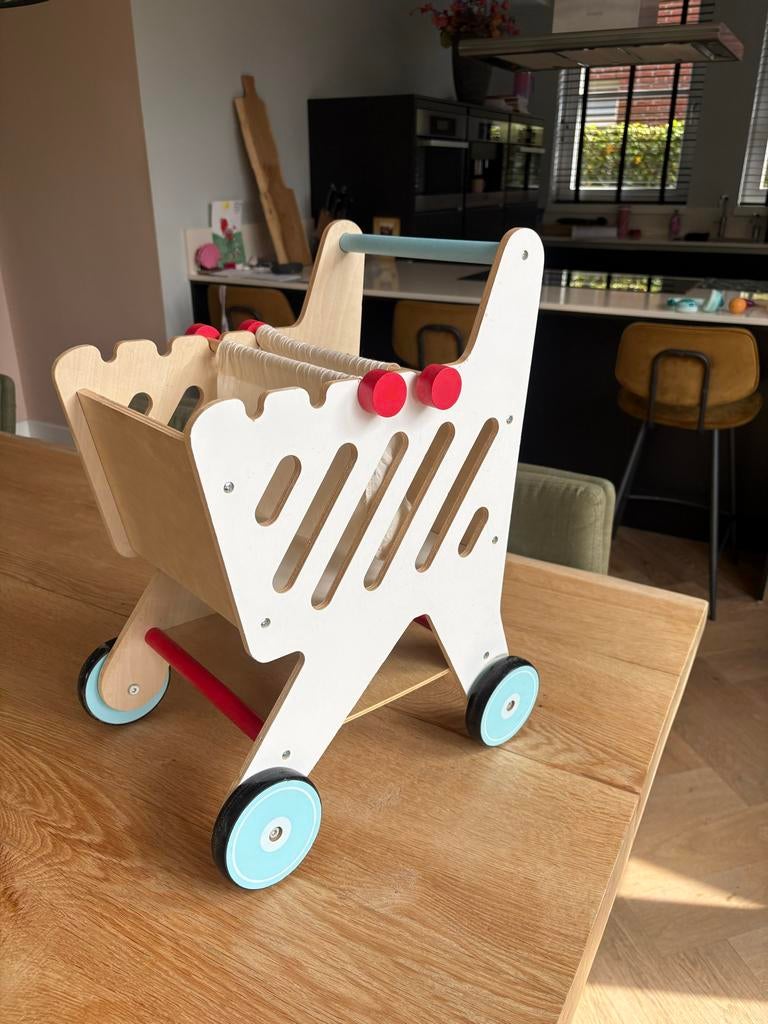 Houten speelgoed winkelwagentje, Ophalen, Gebruikt, Jongen of Meisje