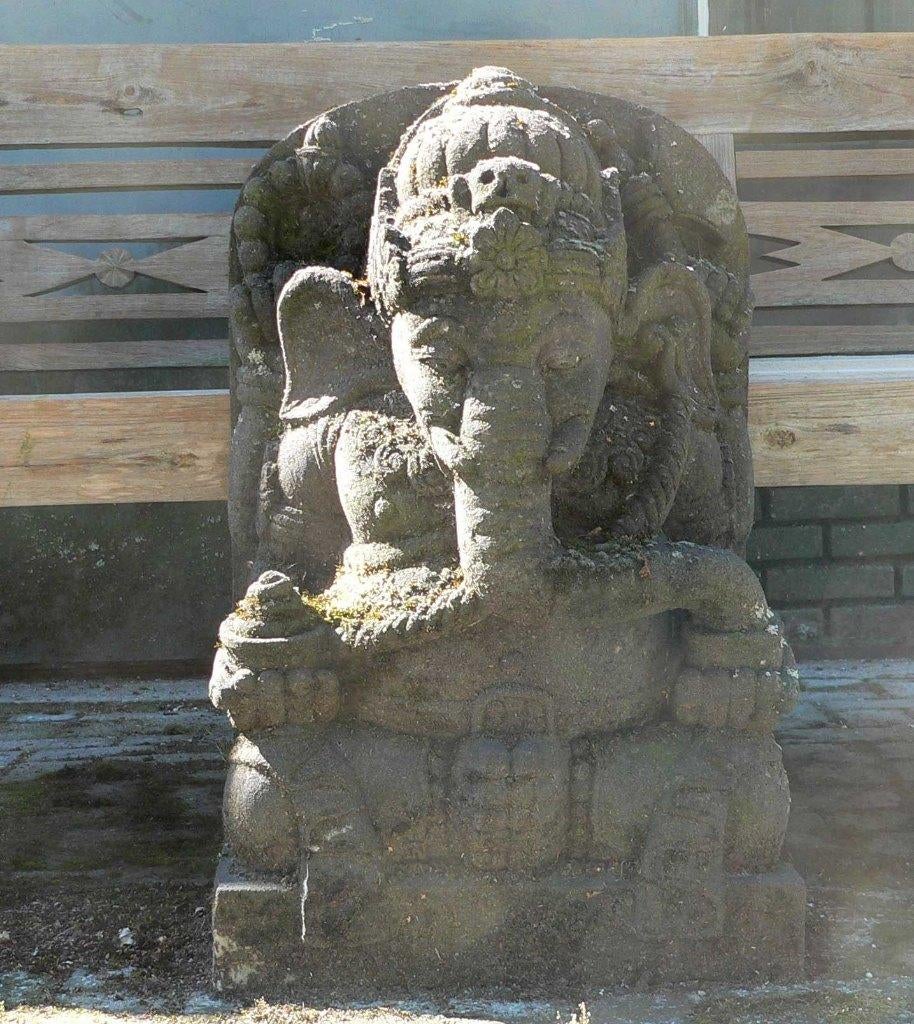 Grote GANESHA v. LAVASTEEN olifant god GA2 tuin steen beeld, Ophalen of Verzenden