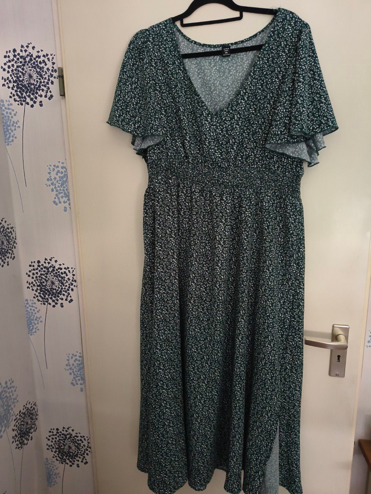 Shein Curve 2XL Groene Bloemen Maxi Jurk, Maat 46/48 (XL) of groter, Ophalen of Verzenden, Zo goed als nieuw, Shein Curve