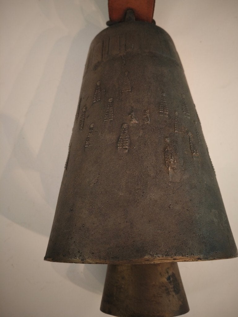 Bronze grote dieren bel met leren riem, Ophalen of Verzenden, Brons