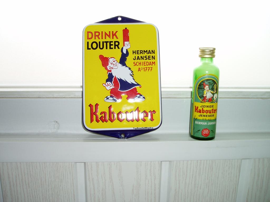 Kabouter  bordje en flesje kabouter, Ophalen, Gebruikt, Reclamebord