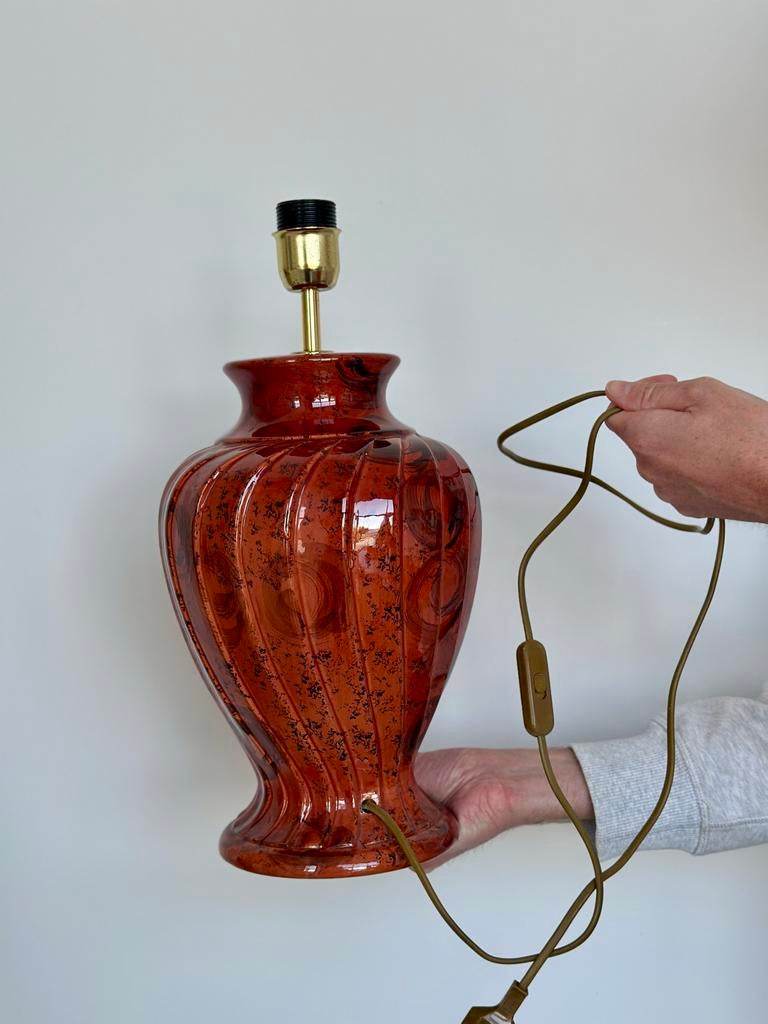Tafellamp met rood/bruin patroon, Ophalen of Verzenden