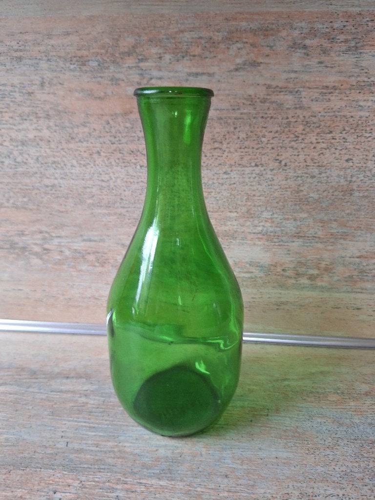 Groene glazen flesvaas - 20 cm hoog, Ophalen