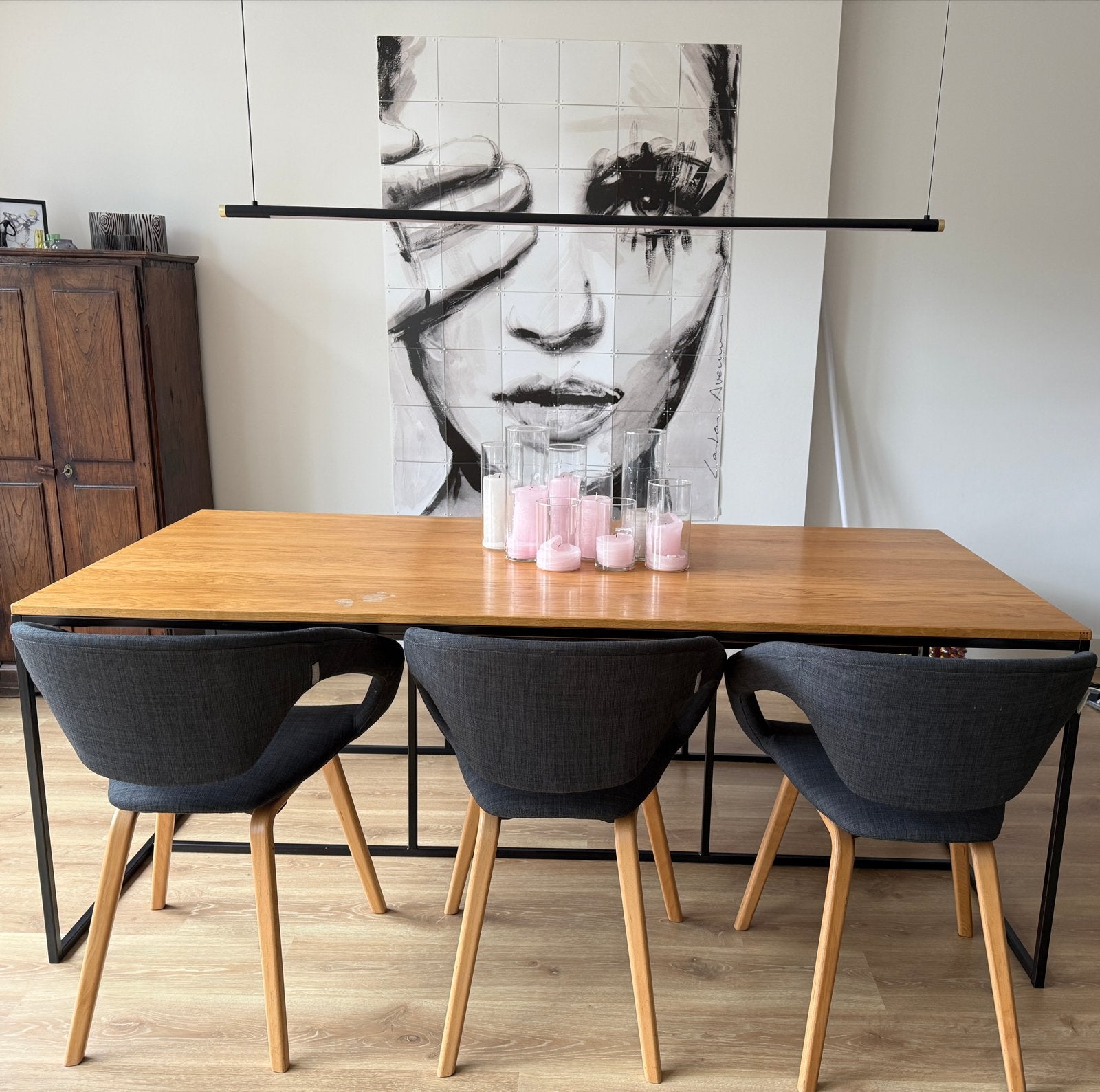 Eettafel met bank Soho 20090 – zwart onderstel VM Design, Ophalen, Gebruikt, Eikenhout, 50 tot 100 cm