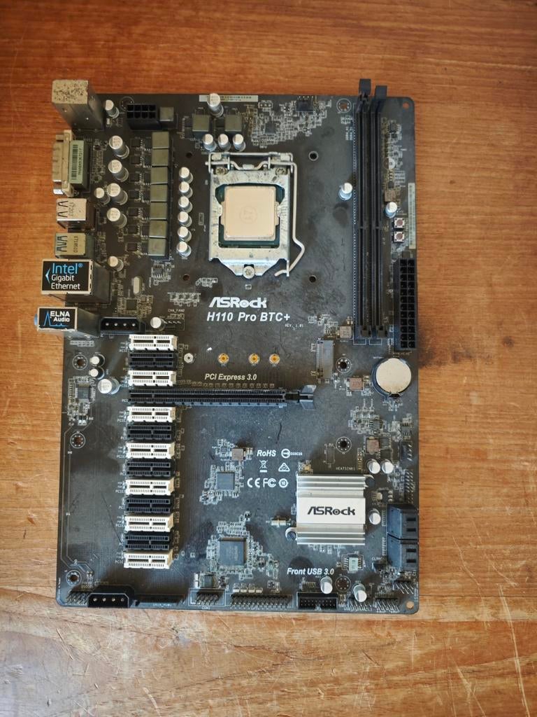 ASRock H110 Pro BTC+ moederbord met G3900 CPU, Computers en Software, Ophalen of Verzenden, Gebruikt, Intel, LGA 1151