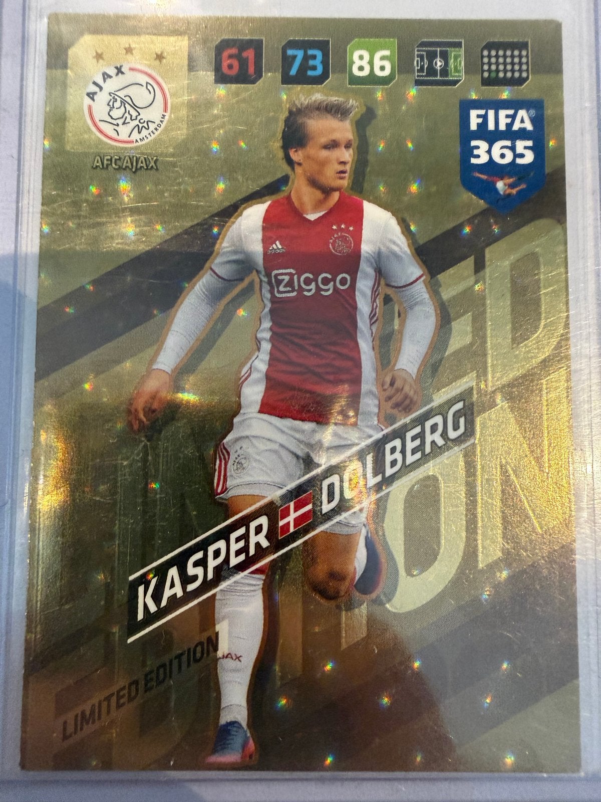 Kasper Dolberg Limited Edition Panini kaart Ajax 2018, Ophalen of Verzenden, Nieuw, Ajax, Spelerskaart