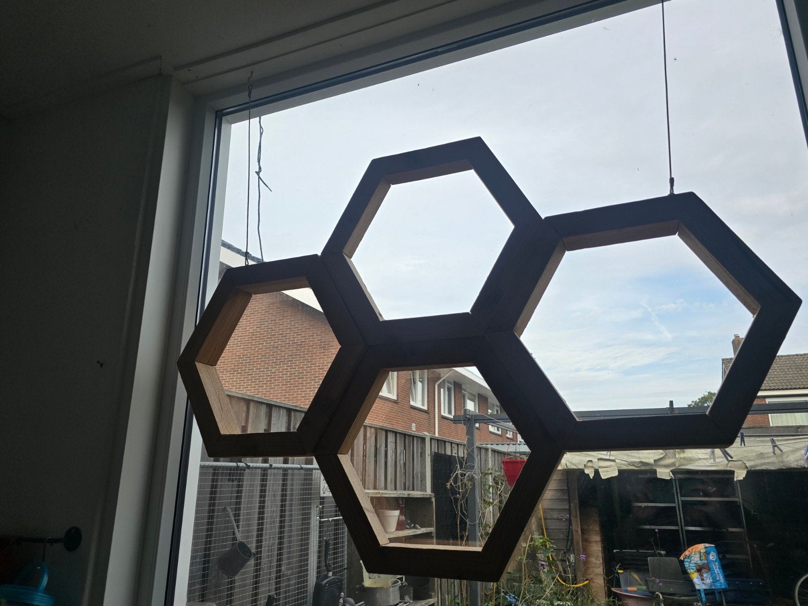Houten honingraat decoratie voor raam of muur, Huis en Inrichting, Ophalen, Hout, Gebruikt, Modern