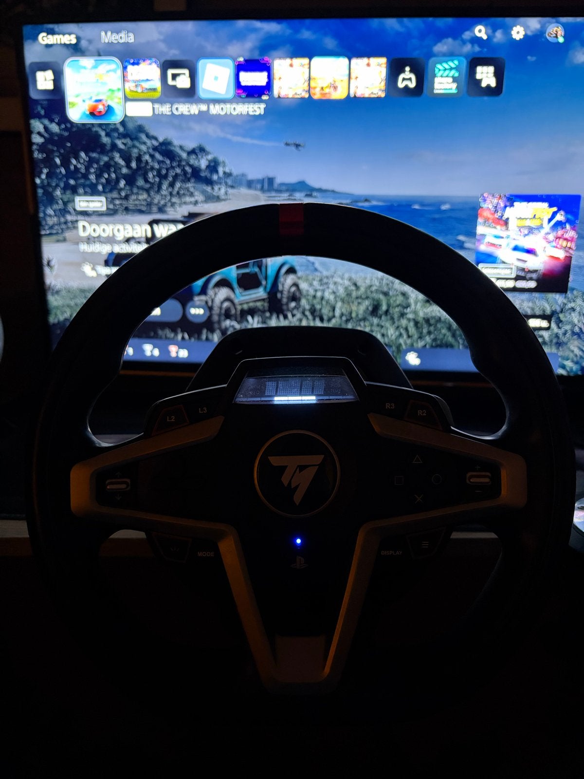 Race stuur Thrustmaster, Spelcomputers en Games, Ophalen, Zo goed als nieuw, Stuur of Pedalen, PlayStation 5