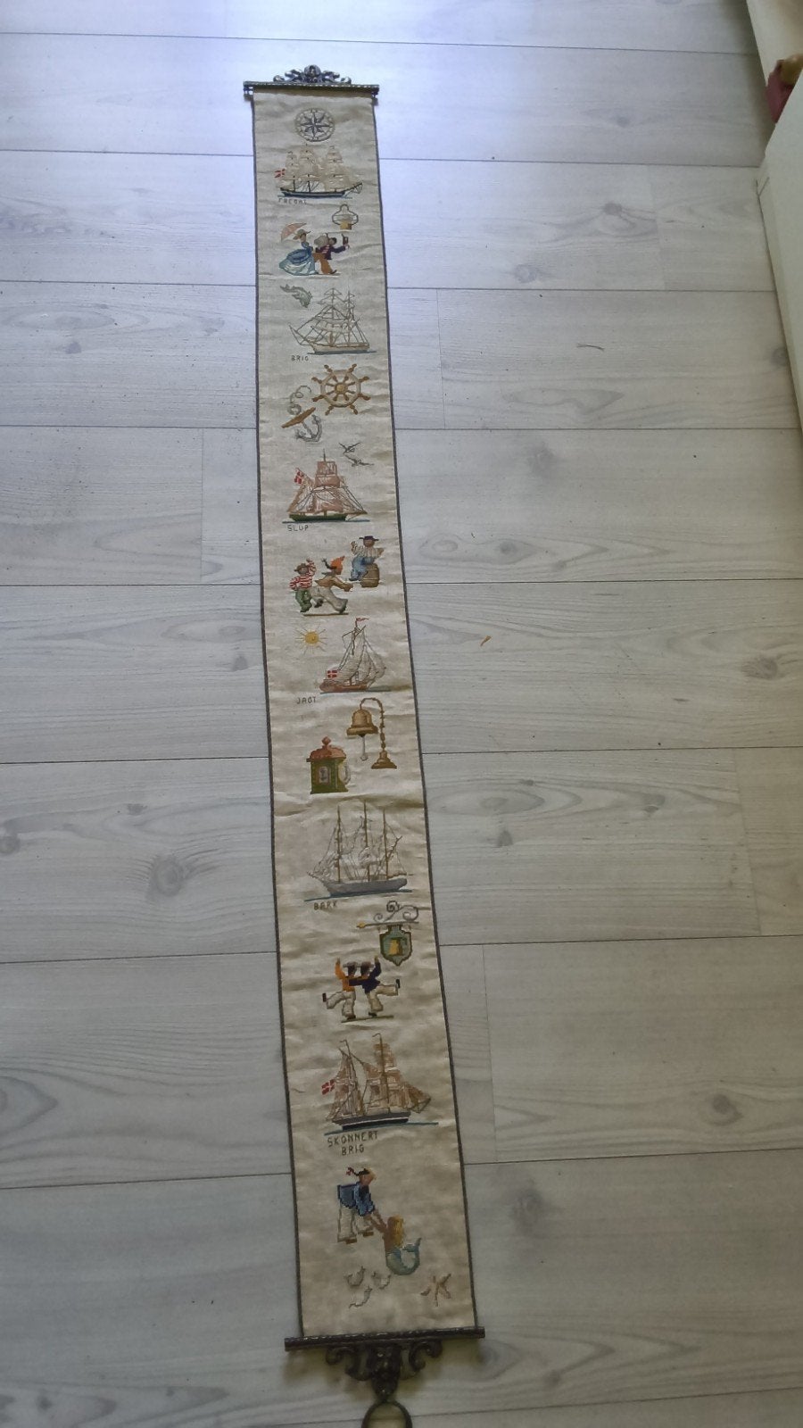 antiek geborduurd schellenkoord scheepvaart, Ophalen of Verzenden