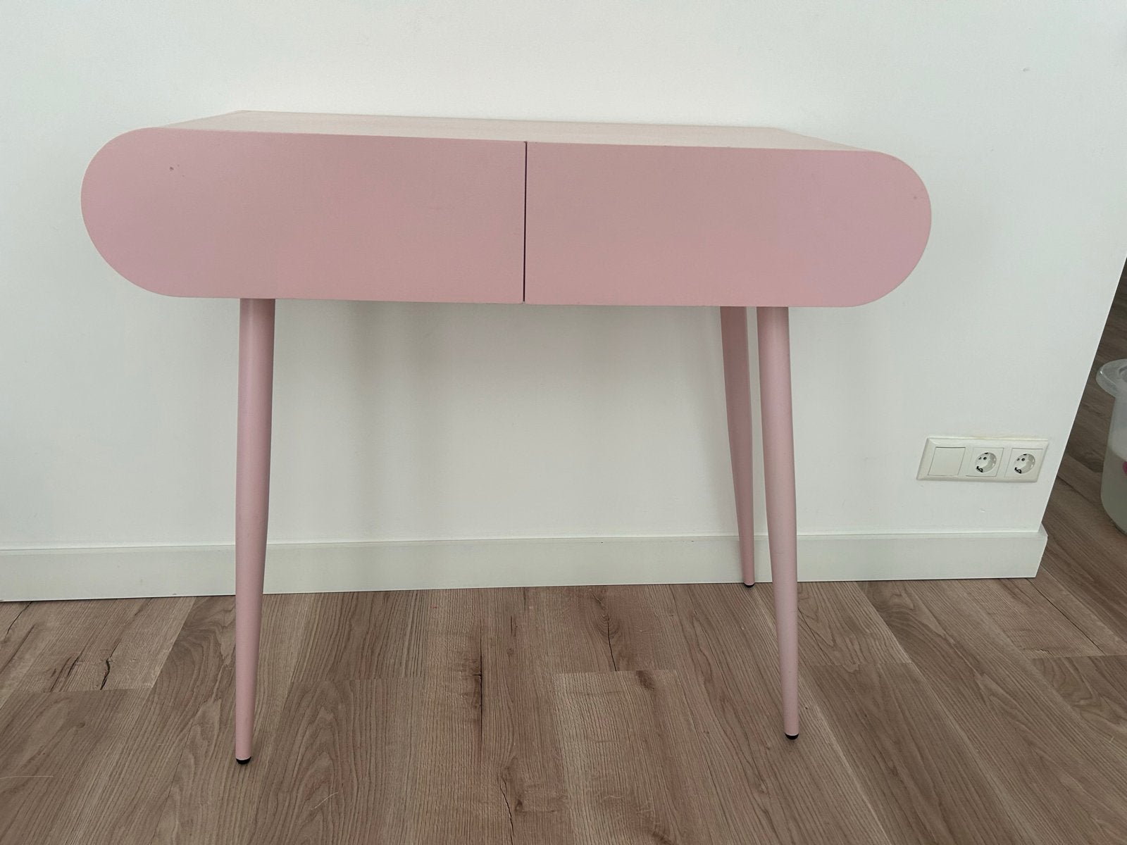 Roze bureau met 2 lades, Huis en Inrichting, Ophalen, Overige materialen, Minder dan 50 cm, Gebruikt