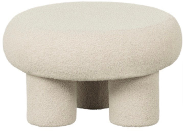 WOOOD Poef Djace naturel teddy stof ( 2 stuks), Ophalen, Zo goed als nieuw, 50 tot 75 cm, 50 tot 75 cm