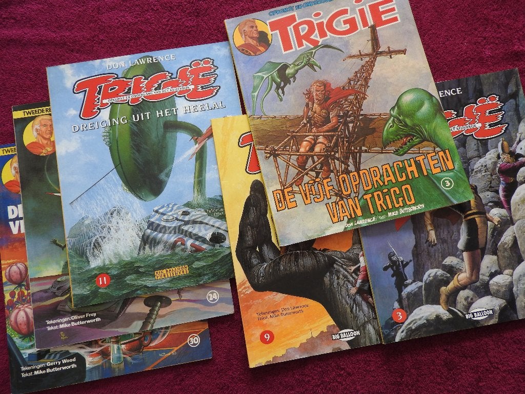 Trigië stripboeken 6x, Eén stripboek, Ophalen of Verzenden, Zo goed als nieuw