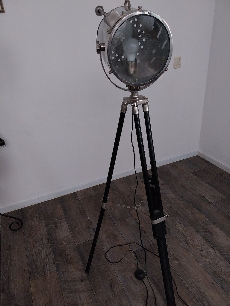 Industriële tripod vloerlamp, Ophalen, Gebruikt, 100 tot 150 cm, Vintage