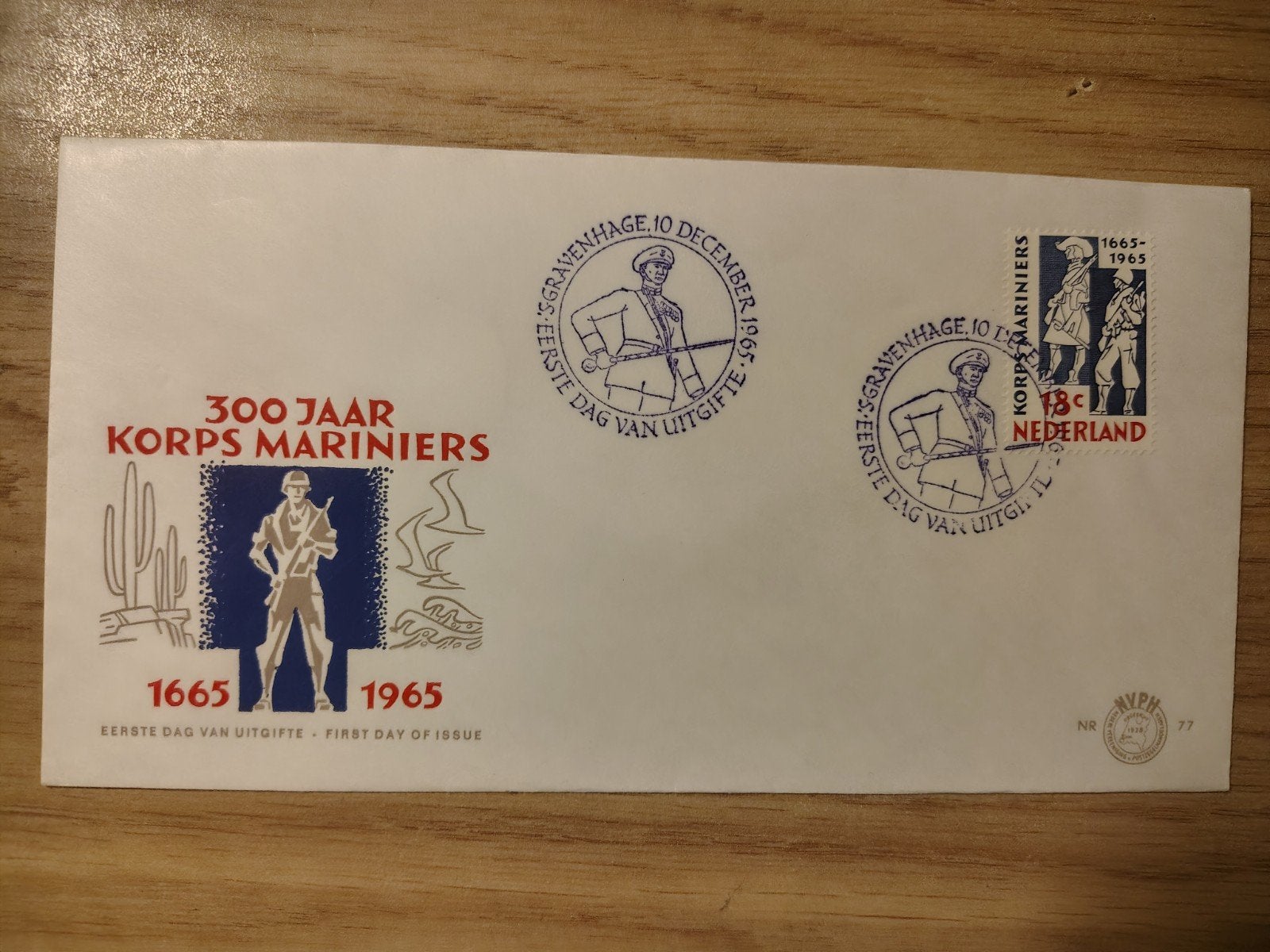 Nederland FDC E77 300 jaar korps Mariniers 1965, Ophalen of Verzenden