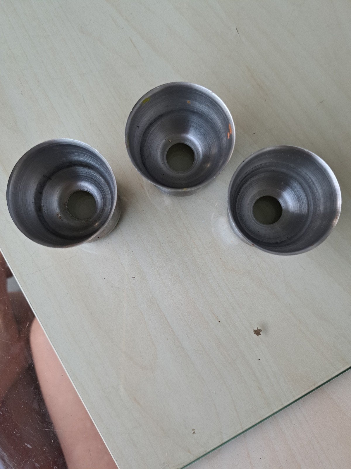Set van 3 RVS eierdopjes, zo goed als nieuw, Overige typen, Zilver, Ophalen of Verzenden, Zo goed als nieuw