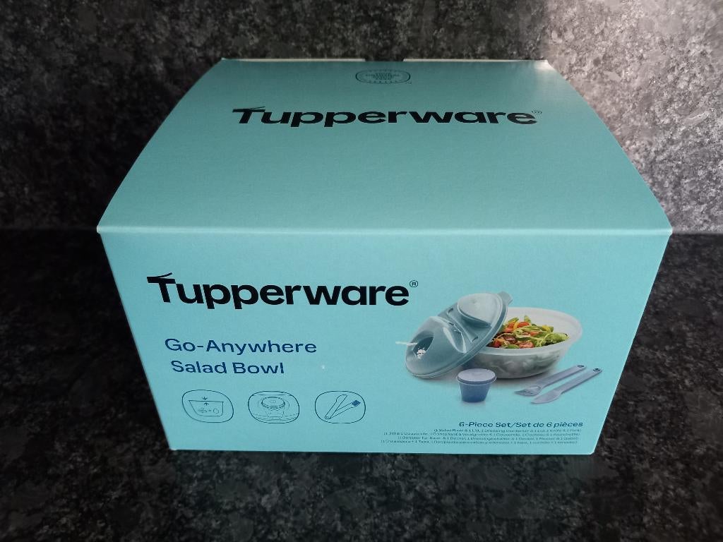 Tupperware 6 delig set Go-Anywhere Salad Bowl splinternieuw!, Ophalen of Verzenden, Nieuw, Blauw, Overige typen